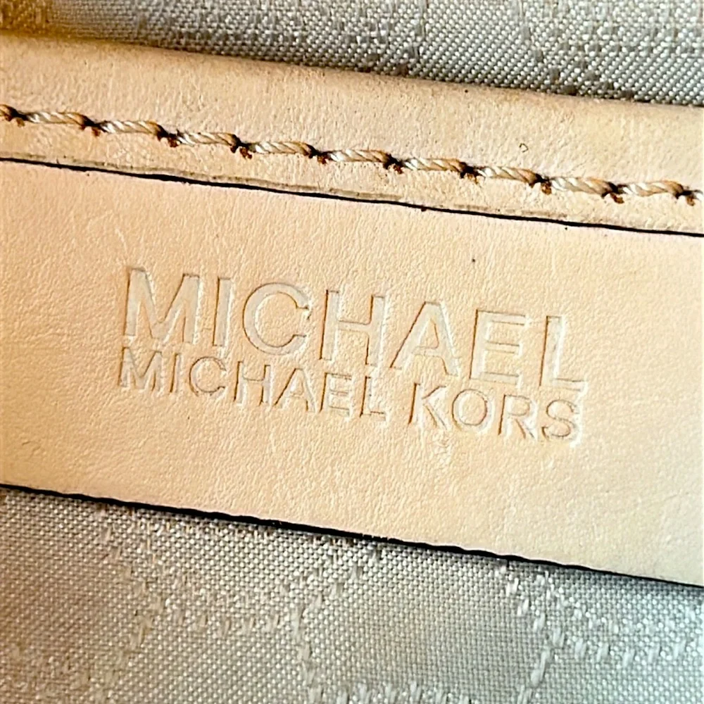 Michael Kors Jet Set Tote Brown Signature Monogram Handbag MK Logo Shoulder Bag - Picture 9 of 12